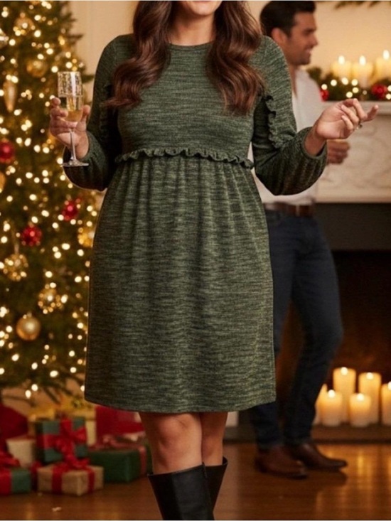 Anthropologie Dresses & Skirts - Anthology RO&DE Green Textured Tiered Sweater Dress size 3X NWT